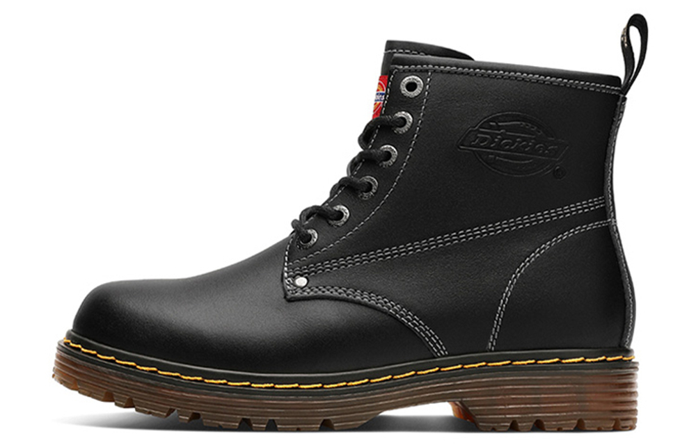 Dickies Top Grain Cow Leather British Style Short Combat Boots Men"s Black