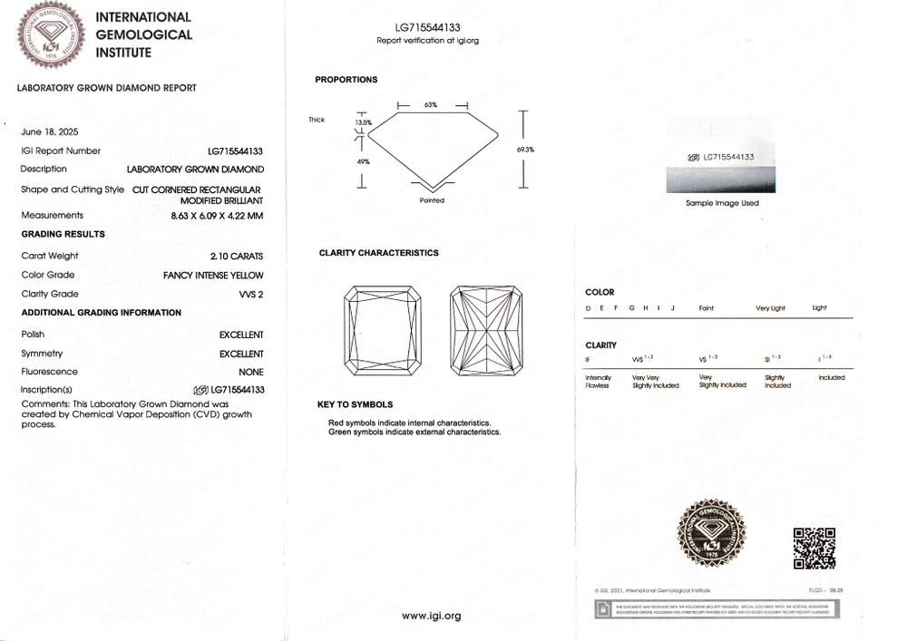 Серьги с желтыми лабораторно-выращенными бриллиантами огранки "Радиант"