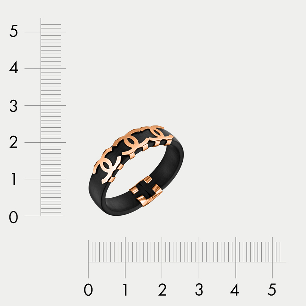 Кольцо для женщин каучуковое со вставкой из розового золота 585 пробы (арт. 03456К)