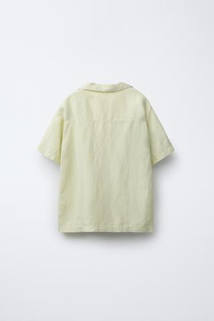 ZARA ЛЬНЯНАЯ РУБАШКА, СВЕТЛО-ЗЕЛЕНЫЙ