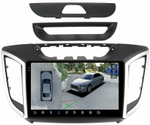 Магнитола для Hyundai Creta 1 2016-2021 (рамка 9) - FarCar BX9-360-8004-9 монитор 9.5" 2K QLED на Android 13, 6Гб+128Гб, CarPlay, 4G SIM-слот, 4 камеры в комплекте