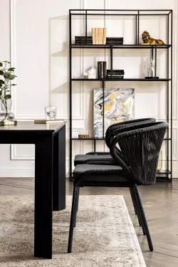 "Венето" обеденная группа на 4 персоны со стульями "Милан", каркас темно-серый, роуп темно-серый