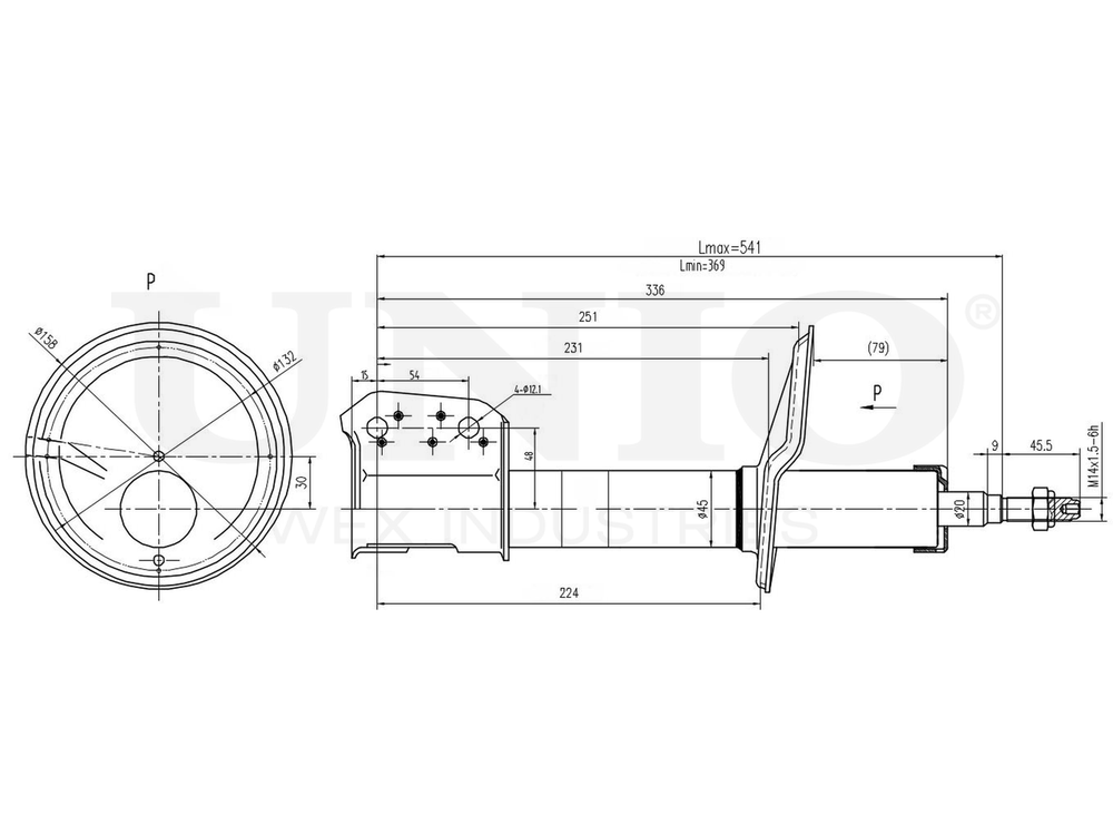 Амортизатор газовый передней подвески UNIO SAB-10608