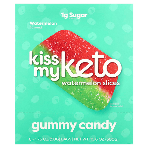 Kiss My Keto, Gummy Candy, ломтики арбуза, 6 пакетиков по 50 г (1,76 унции)
