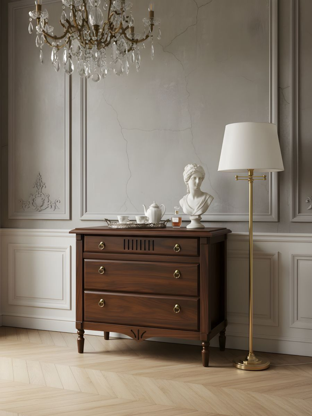 Комод Джоли, 110х50х94, из массива березы, с ящиками, коричневый