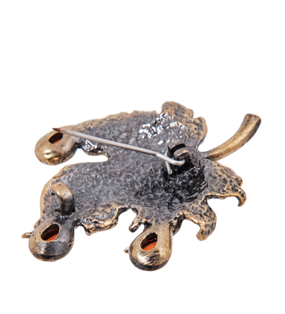 AM- 507 Брошь «Лист Винограда Дождь» (латунь, янтарь)