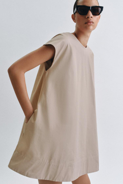 ZARA КОРОТКОЕ ПЛАТЬЕ — ZW COLLECTION, СВЕТЛЫЙ ЖЕЛТО-КОРИЧНЕВЫЙ