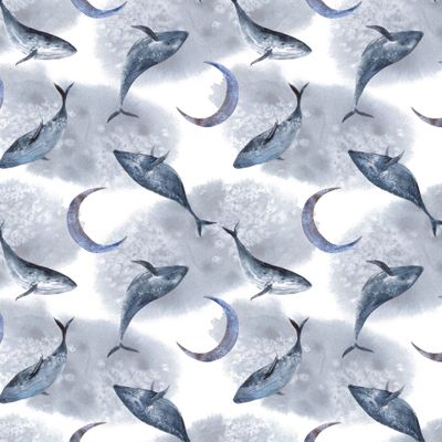 Киты на акварельном фоне