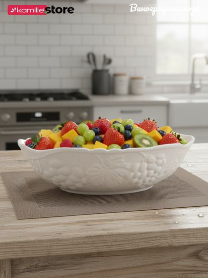 Набор овальных салатников 24,5х18х7 см. 4 шт., фарфор, коллекция "Виноградная лоза"