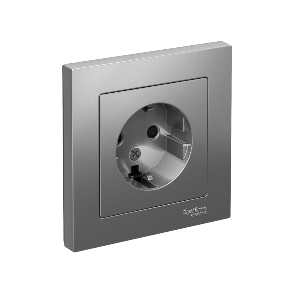 Розетка 1-м СП AtlasDesign 16А IP20 с заземл. защ. шторки в сборе сталь SE ATN000944 Розетка 1-м СП AtlasDesign 16А IP20 с заземл. защ. шторки в сборе сталь SE ATN000944