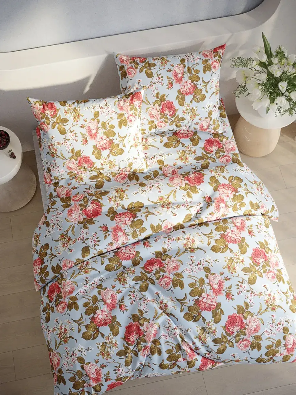 Наволочка комплект 2шт перкаль Сказка "Прохоровская роза (новая)" 45х45 см на молнии