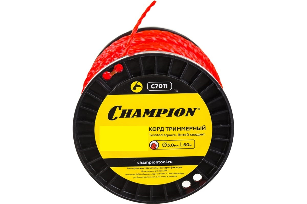 ЗИП Корд триммер (леска) 3,0мм, 60м Champion витой квадрат