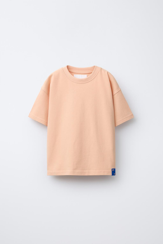 ZARA ФУТБОЛКА ИЗ ПЛОТНОЙ ТКАНИ С НАШИВКОЙ, МАНДАРИНОВЫЙ