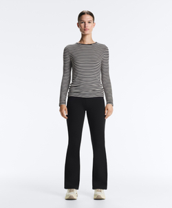 Oysho Футболка с длинным рукавом в полоску, облегающий крой, черный