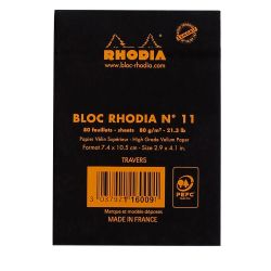 Блокнот Rhodia Basics №11 A7 в линейку 80 гр черный (116009C) 3