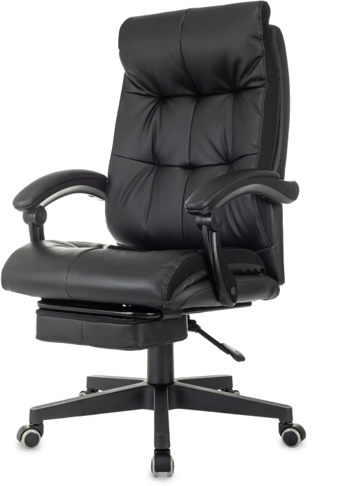Кресло руководителя Бюрократ CH-824MSG-BF черный эко.кожа/ткань крестов. пластик подст.для ног