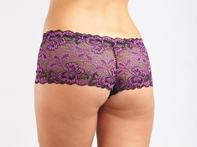 Черно-фиолетовые кружевные шортики, (48) (Цвет: черный, фиолетовый)