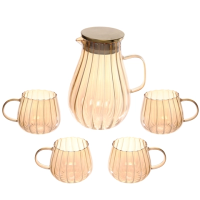 Кувшин стеклянный 1900мл «Bella cucina» в наборе с 4-мя стаканами 400мл, золотой