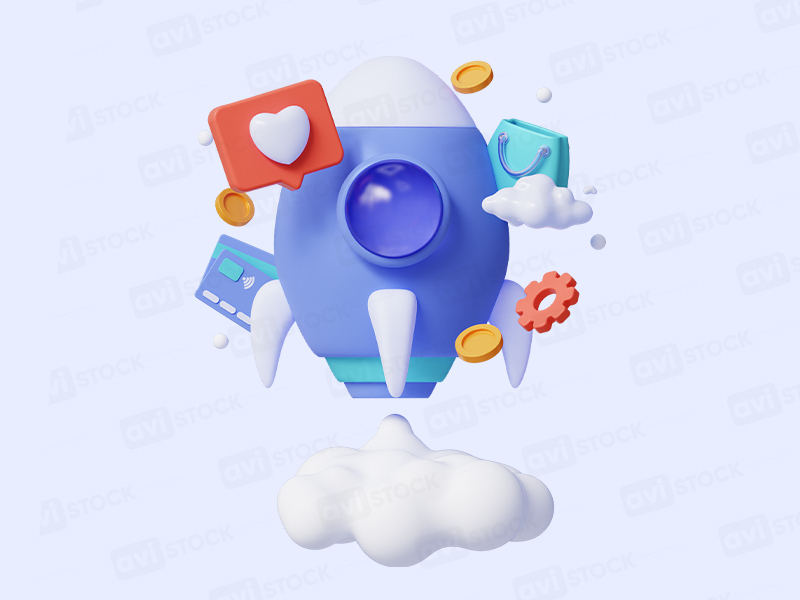 3D иллюстрация ракеты в PNG