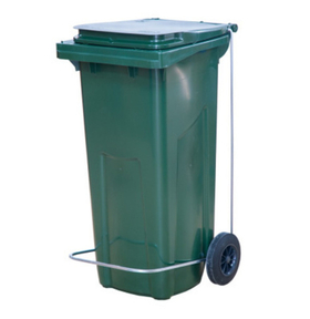 Бак для мусора 120 л. 55*45*96 см. зеленый, с крышкой на колёсах с педалью