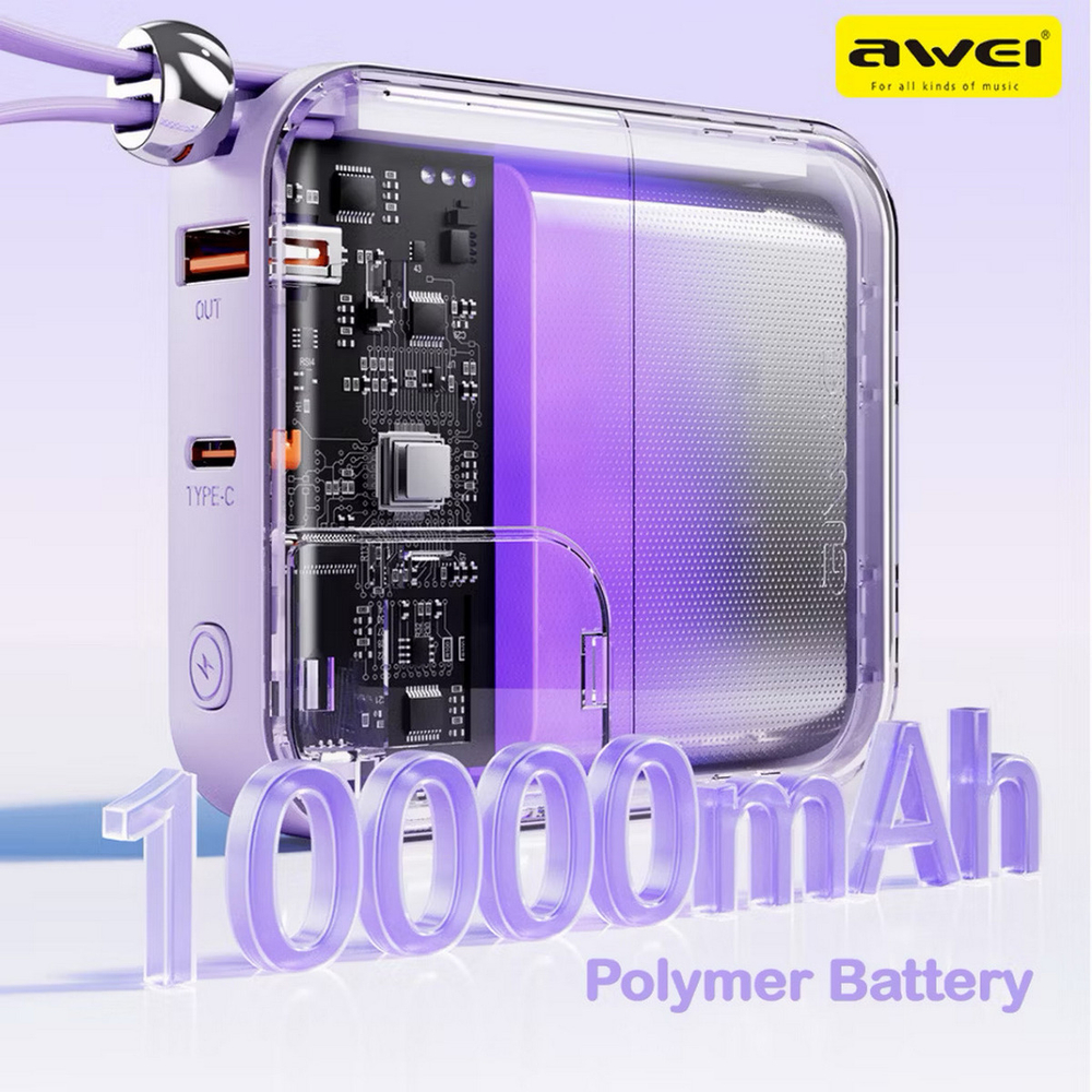 Повербанк (PowerBank) 10000mAh портативный с индикацией заряда P560L