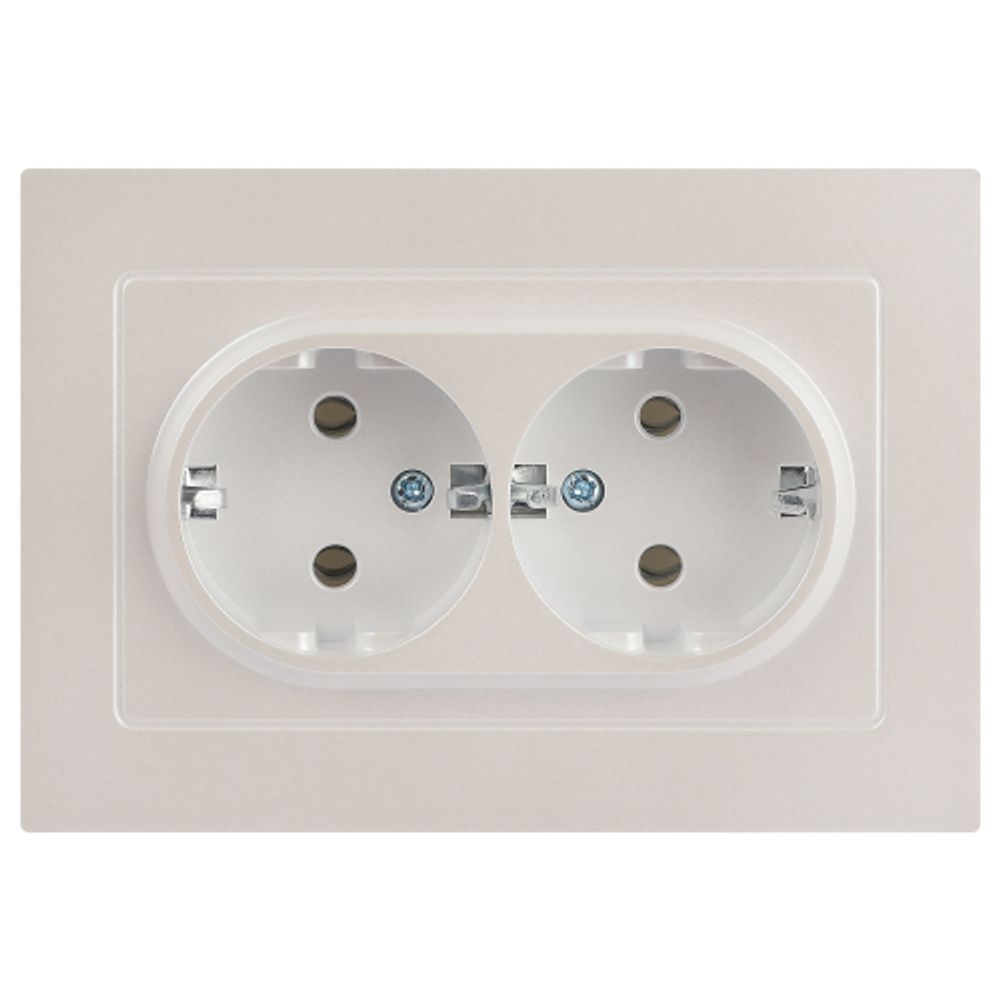 Розетка Intro Accent 6-205-06 двойная с заземлением 2X2P+E Schuko 16А-250В IP20 СУ AL/CU перламутр