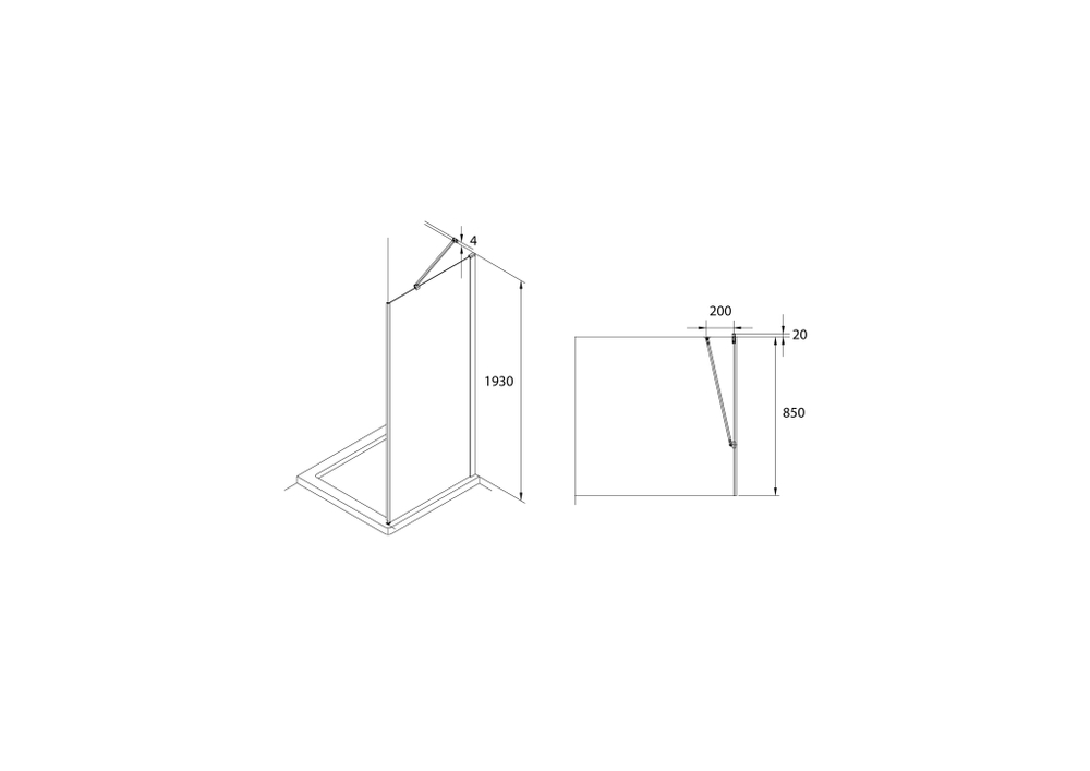 Боковая часть Roca Capital 900x1950, прозрачное стекло, черный M4409016M