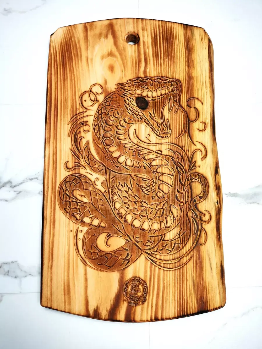 Доска разделочная деревянная из Кедра. "Змея"