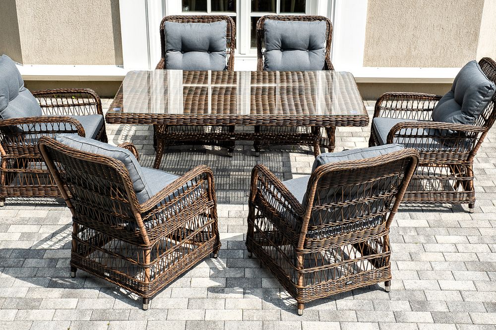 "Цесена" обеденная группа плетеная из искусственного ротанга, цвет коричневый