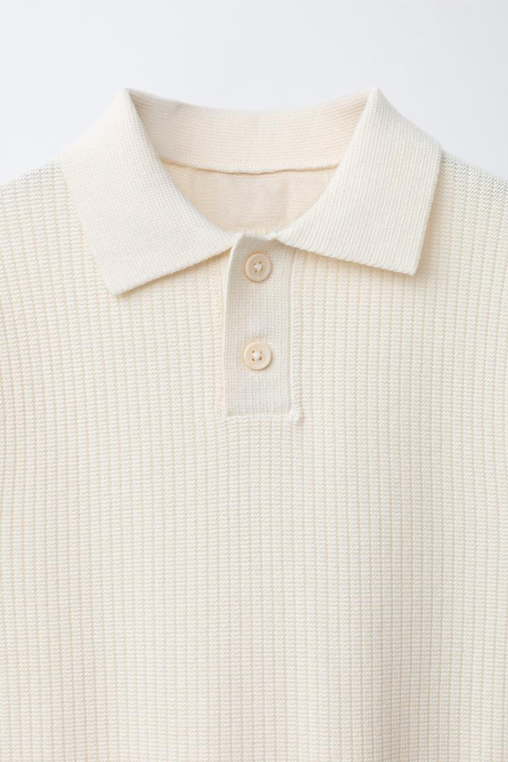 ZARA БАЗОВОЕ ПОЛО В РУБЧИК, ЭКРЮ