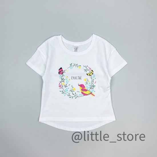 Футболка хлопковая "Бабочки в саду" Белая