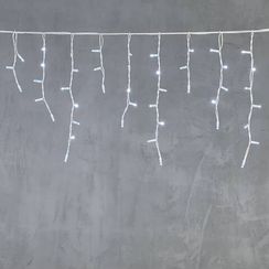 Светодиодная бахрома с колпачком 3,1*0,5 м., 120 белых LED ламп, каучуковый белый провод, LTC (LL120-8-2W)