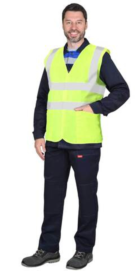 Жилет сигнальный класс 2, 4 СОП (трик.120 гр/м2, карманы) лимонный