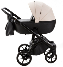 Детская коляска Adamex Nola Deluxe 2 в 1 N-SD110 (СВ.БЕЖ.КОЖА + ЧЕРН.КОЖА)