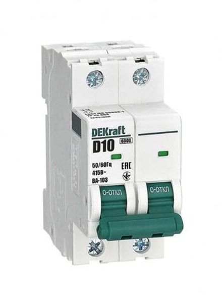 Выключатель автоматический модульный 2п D 10А 6кА ВА-103 DEKraft 12351DEK