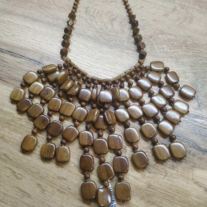 Колье Грозди, дерево, цвет коричневый, 48 см