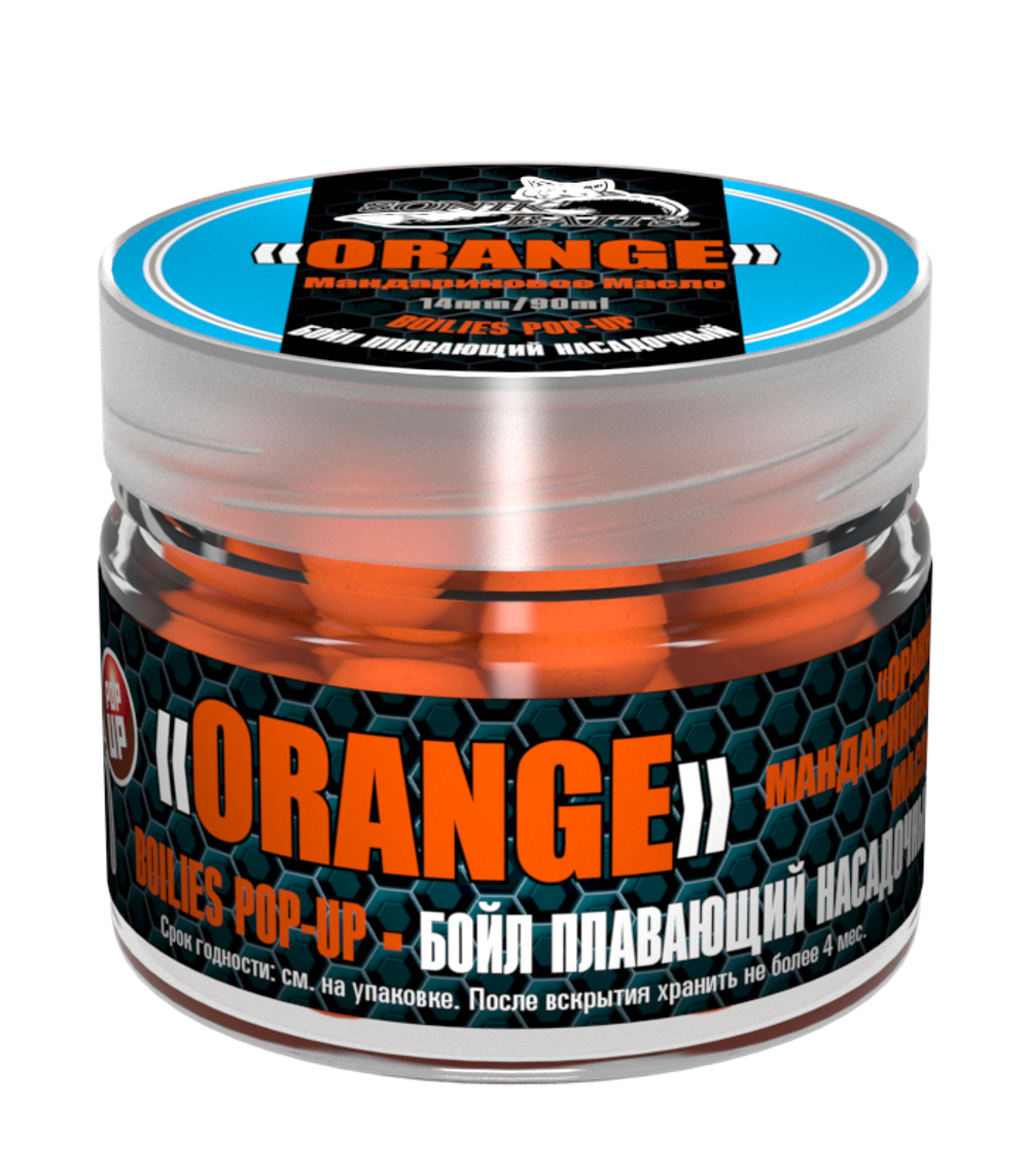 Бойлы насад. плав. Sonik Baits ORANGE-TANGERINE Oil Fluo Pop-ups 14мм 90мл