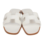 Hermes Oran leather simple Fashion sandals Women's white, H021056Z 02