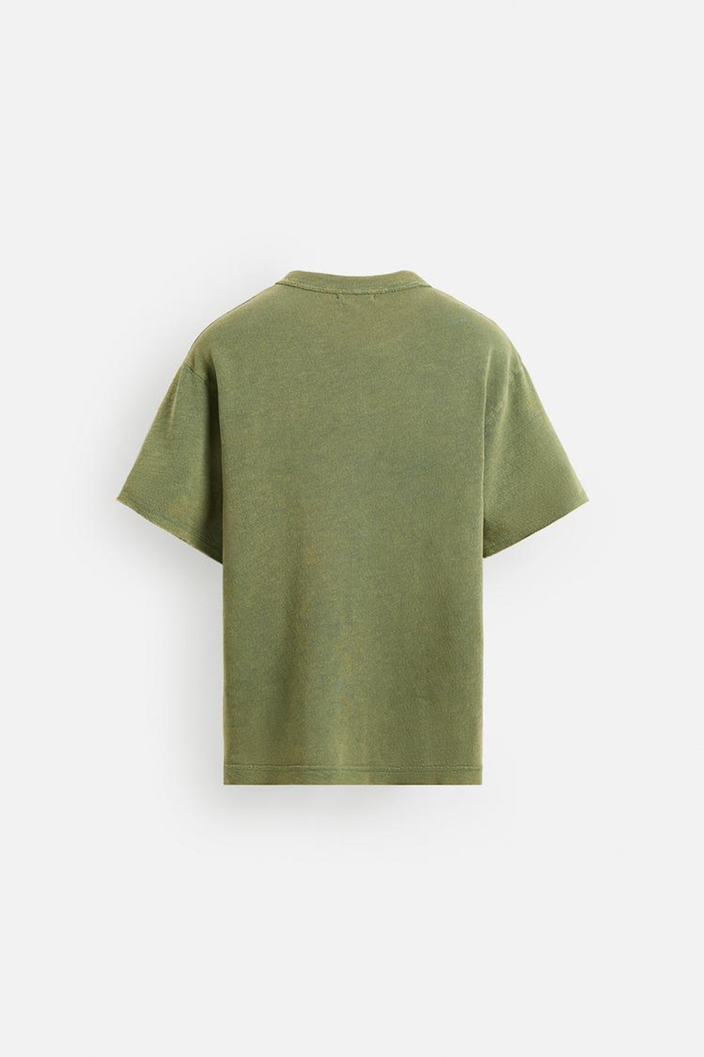 ZARA ТРИКОТАЖНАЯ ФУТБОЛКА С ПРИНТОМ, ЗЕЛЕНЫЙ