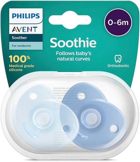 Əmzik \ Curved Soothie, 0-6m, 2-pack, boy