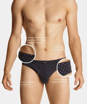 Мужские трусы (3шт) слипы спорт Atlantic 3MP-100, серо-голубой + черный + графитовый