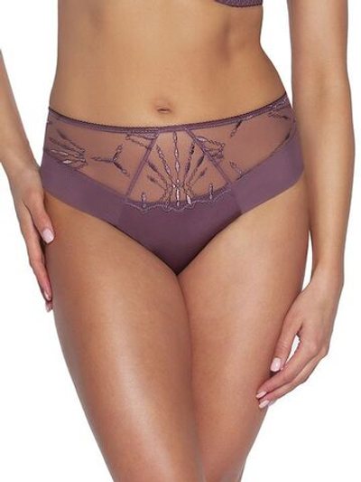 Трусики-бразилиана с вставкой из сетки с вышивкой (Размер: XXL) (Цвет: кофейный)