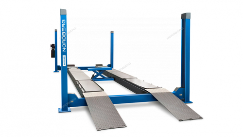 Подъемник четырехстоечный 5.5т, с пневмогидравлической траверсой 2.7т, для сход-развала, 380В, синий NORDBERG 4455JAB