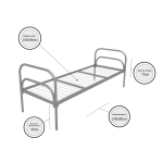 Кровать металлическая одноярусная "Стандарт + 2", 80х190 см, сетка 100х50, 2 перемычки