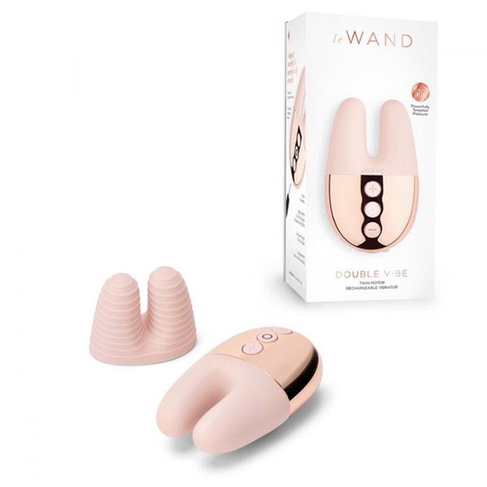 Пудровый вибратор с ушками 8,4см Le Wand Double Vibe LW-035-RG
