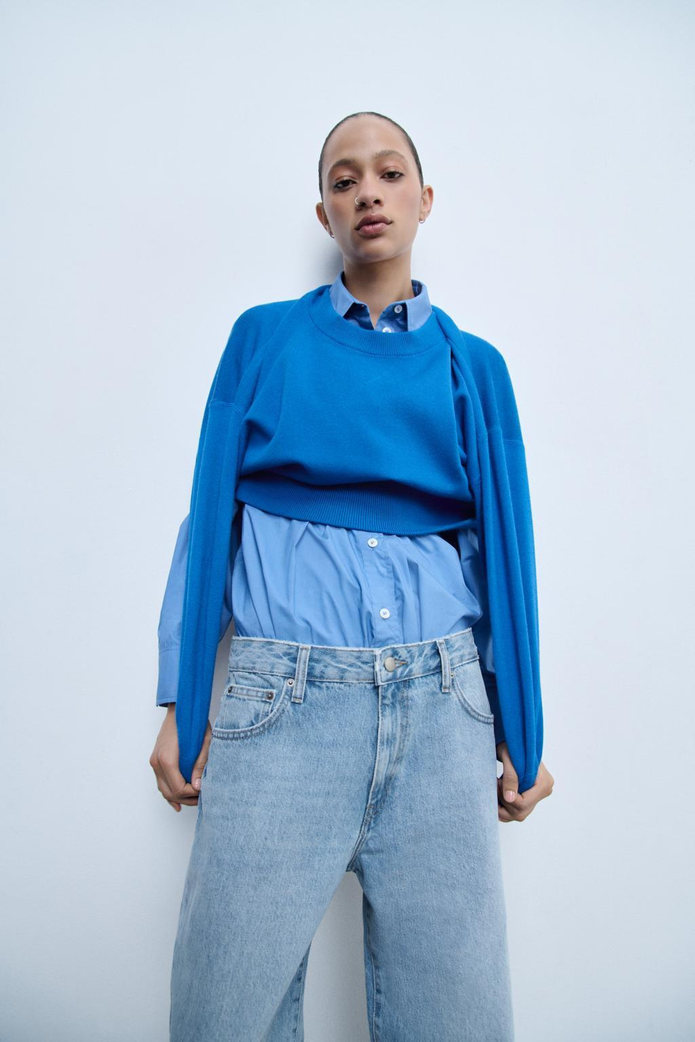 Джинсы wide leg со средней посадкой — zw collection
