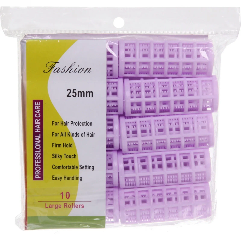 Бигуди пластмассовые с зажимом 10шт, цвет микс, d=25мм
