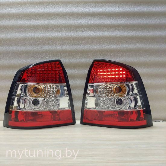 Задние фонари Opel Astra G red white led