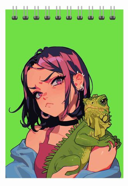 Блокнот А6 60л гребень "Недовольная девочка" клетка