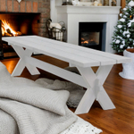 Скамейка садовая, 200х44х44, Осло, для кухни, банкетка в прихожую, из массива дерева, белый, Dipriz